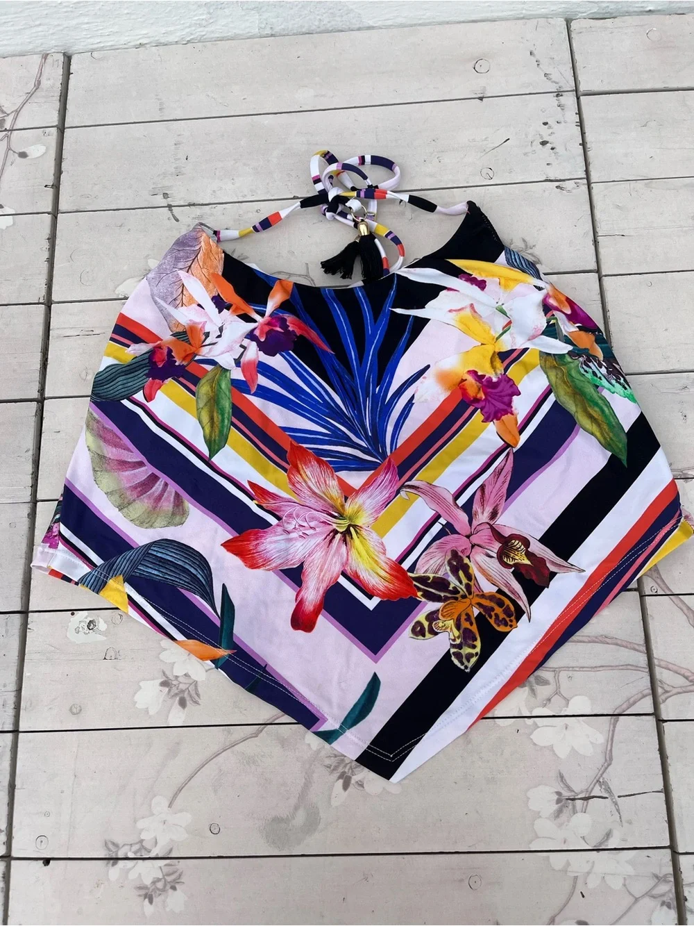 Trina Turk Pink Floral Multicolor Swim Top